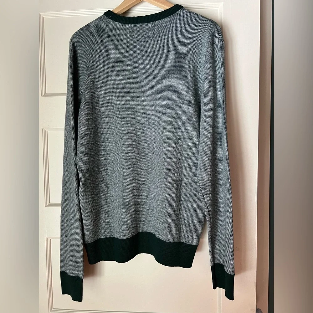 💚NWT Ben Sherman crewneck contrast trim spruce green and white sweater M
